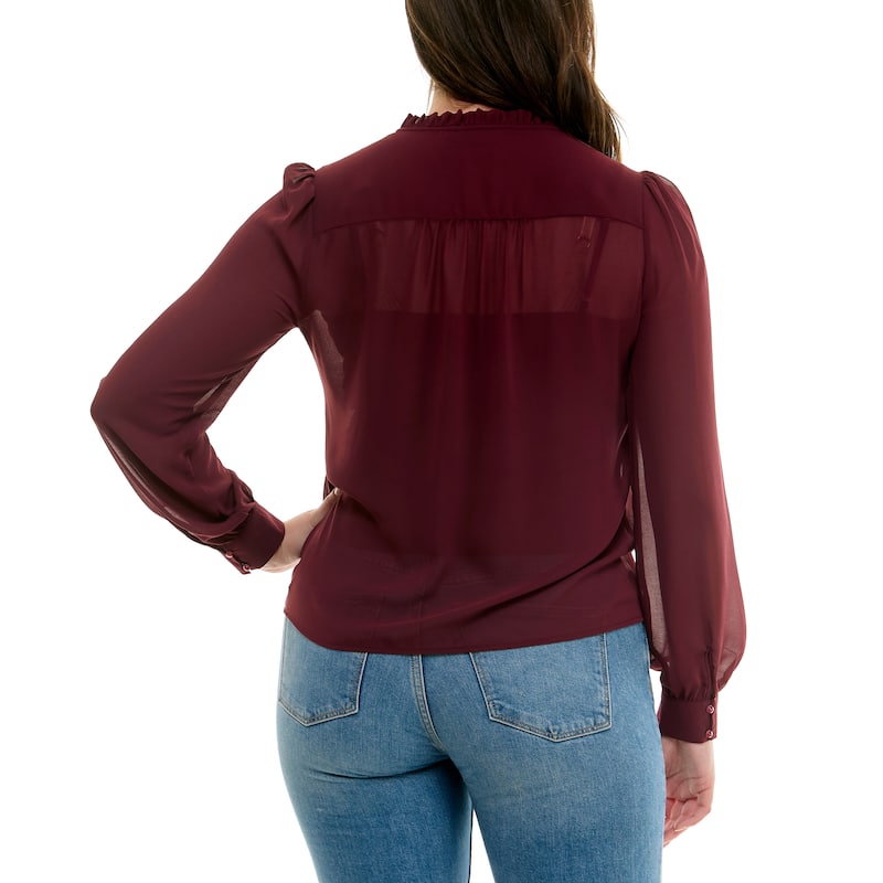 Nicole Miller Ruffle Long Sleeve Blouse