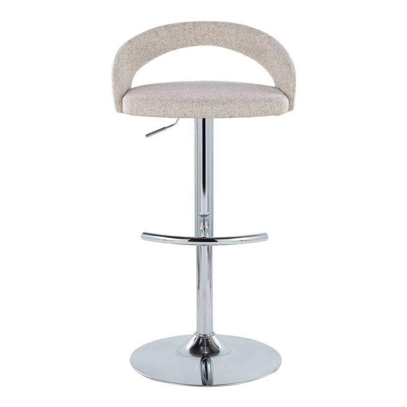 Grotto Upholstered Adjustable Barstool with Chrome Metal - Set Of 3