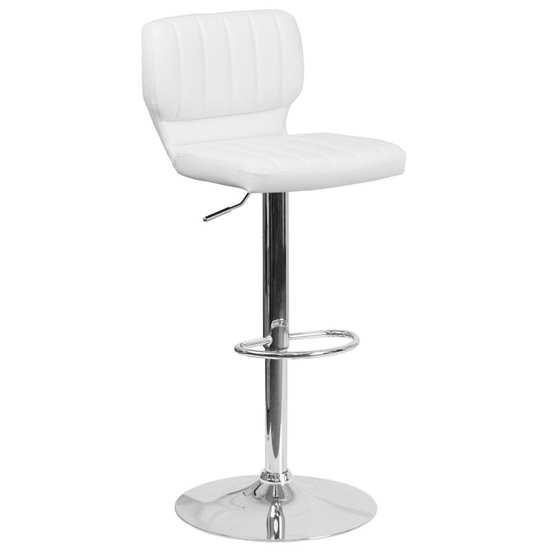Contemporary Chrome Adjustable Bar Stool - 16.5"W x 19"D x 34.5" - 43"H