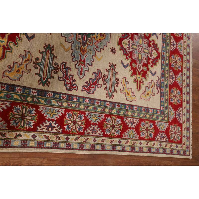 Traditional Beige Kazak Oriental Area Rug Handmade Wool Carpet - 5'2" x 6'10"