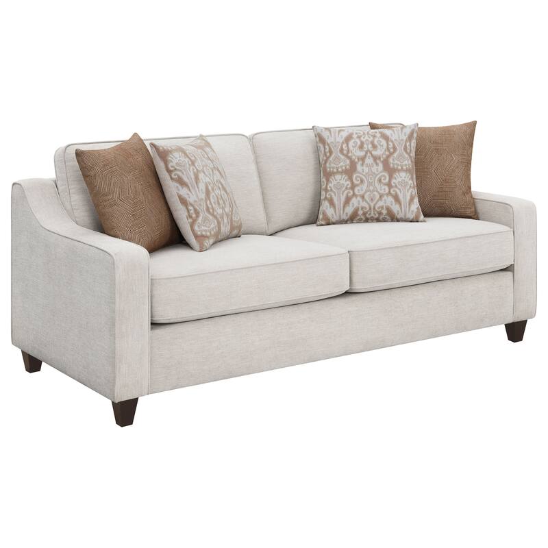 Christine Upholstered Sloped Arm Sofa Set Beige