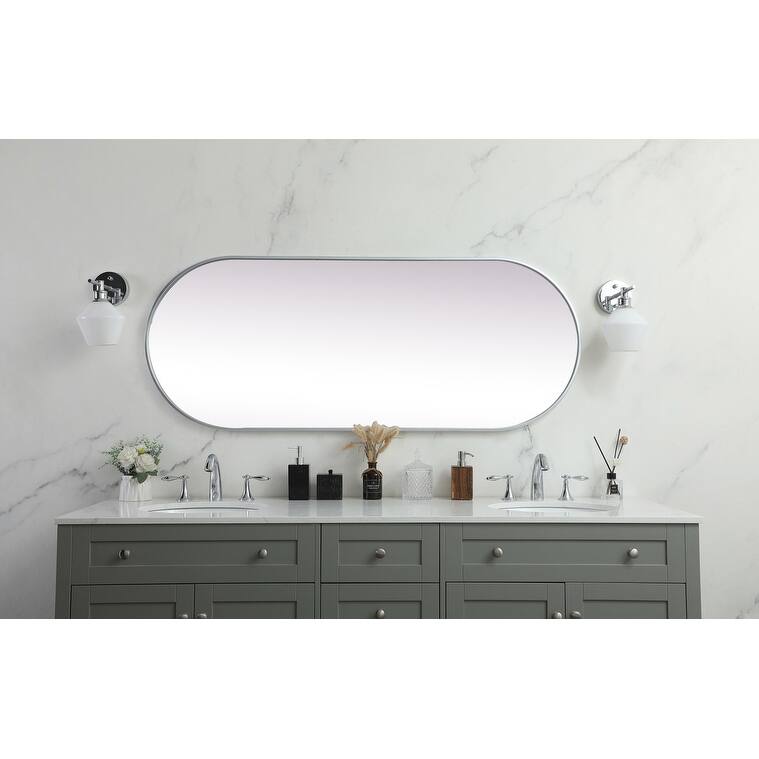 Indigo Home Metal Frame Oval Mirror 24x60 Inch