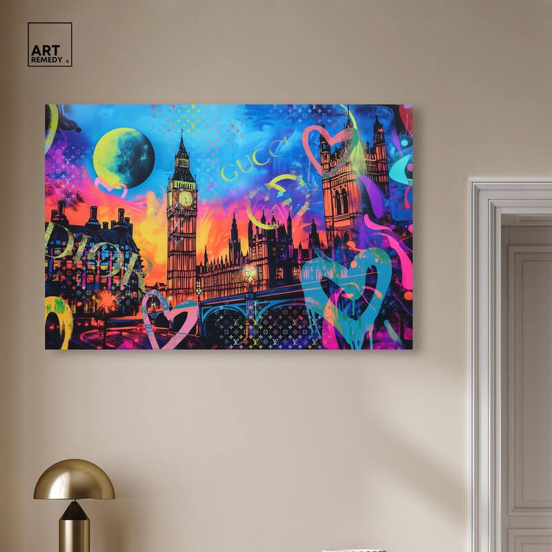 London Graffiti Canvas by Art Remedy, Gallery Wrapped