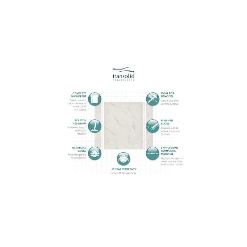 Transolid Expressions 32-in X 60-in X 72-in Glue to Wall Shower/Walls - 60" x 32" x 72" - 60" x 32" x 72"