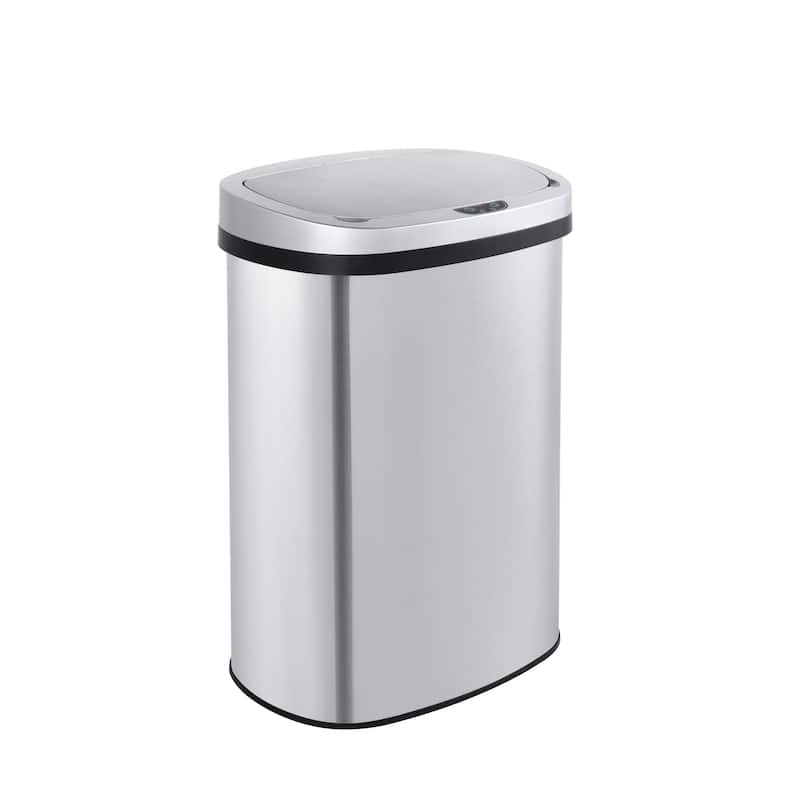 Innovaze 13 Gal./50 Liter Stainless Steel Oval Motion Sensor Trash Can for Kitchen - Silver