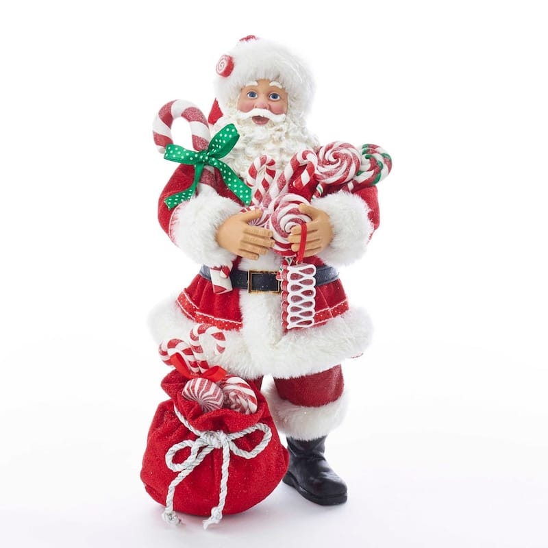 Kurt Adler 10.5-Inch Fabriché™ Santa With Christmas Candy and Bag - 10.5"