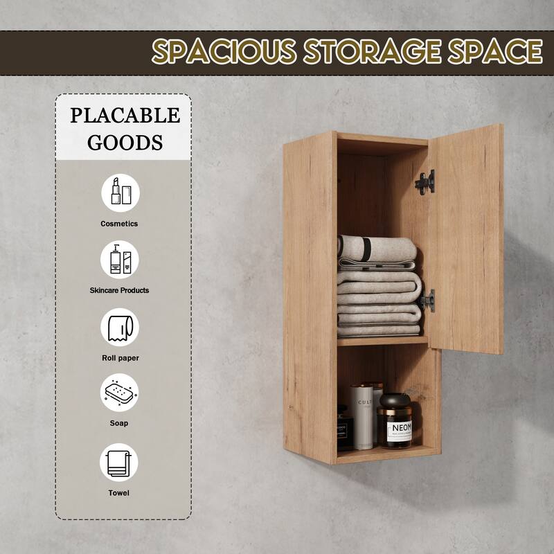 Modern Wall-Mounted Bathroom Side Cabinet with Soft Close Doors, Space-Saving Storage Cabinet Floating Cabinet