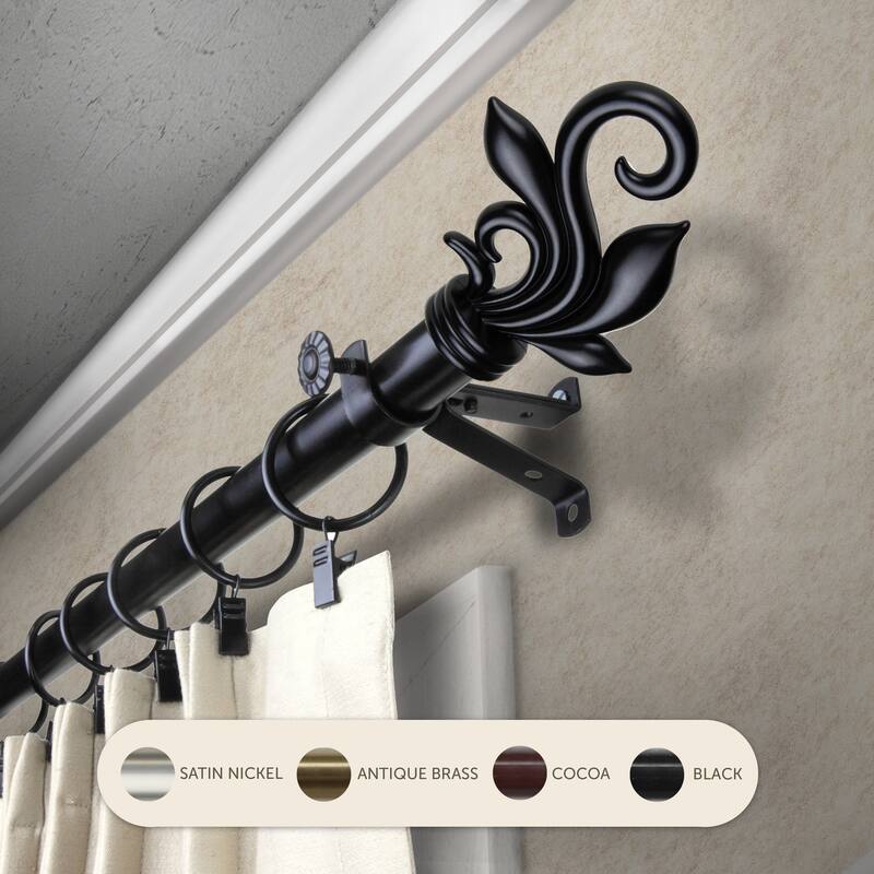 InStyleDesign Rhea Adjustable Curtain Rod - 28 to 48 inches - Black