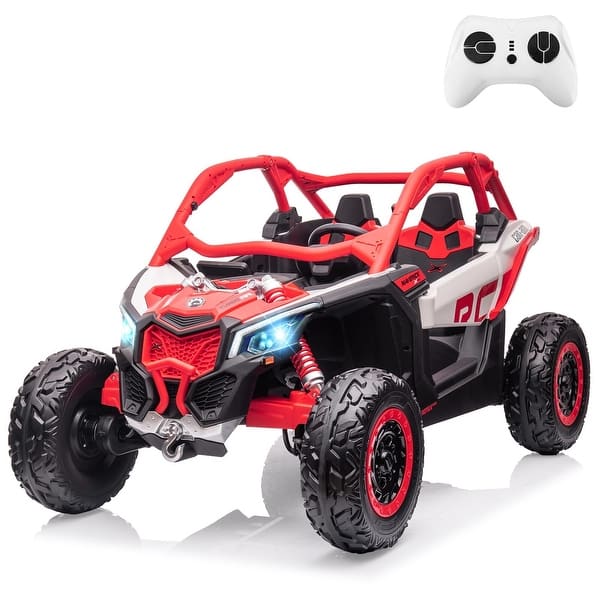 slide 2 of 56, Licensed BRP Can-Am 24V 2 Seater Kids UTV Ride on Car with Remote Control Red