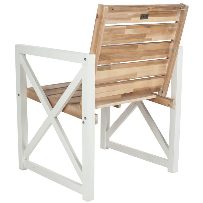 SAFAVIEH Corliss White Frame/ Ash Grey Seat Arm Chair (Set of 2) - 24W x 25D x 34H