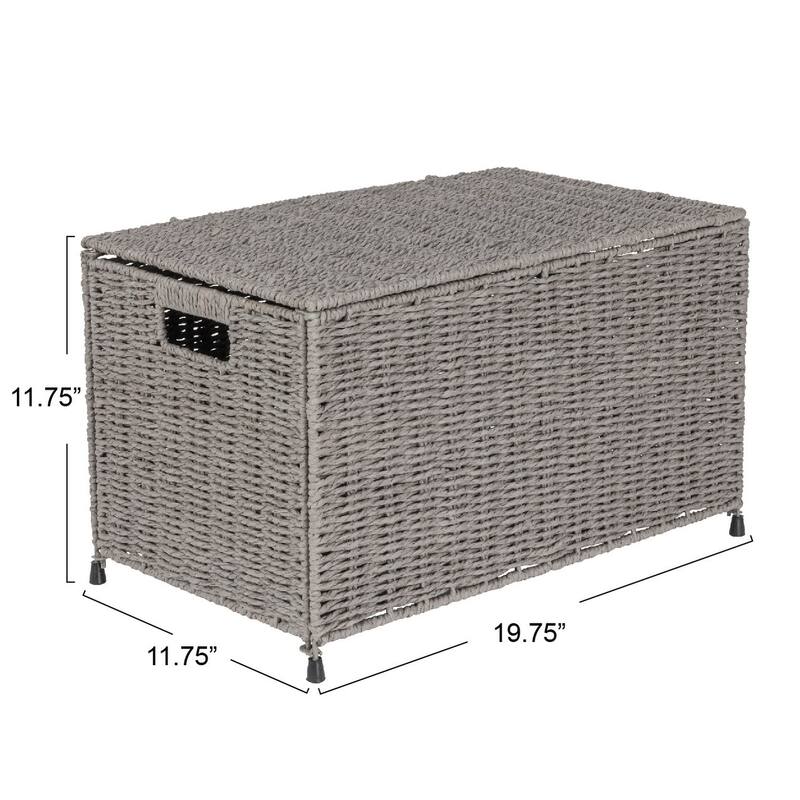 Household Essentials Woven Paper Rope Storage Chest with Hinged Lid and Integrated Handles - 19.7"L x 11.8"W x 11.8"H