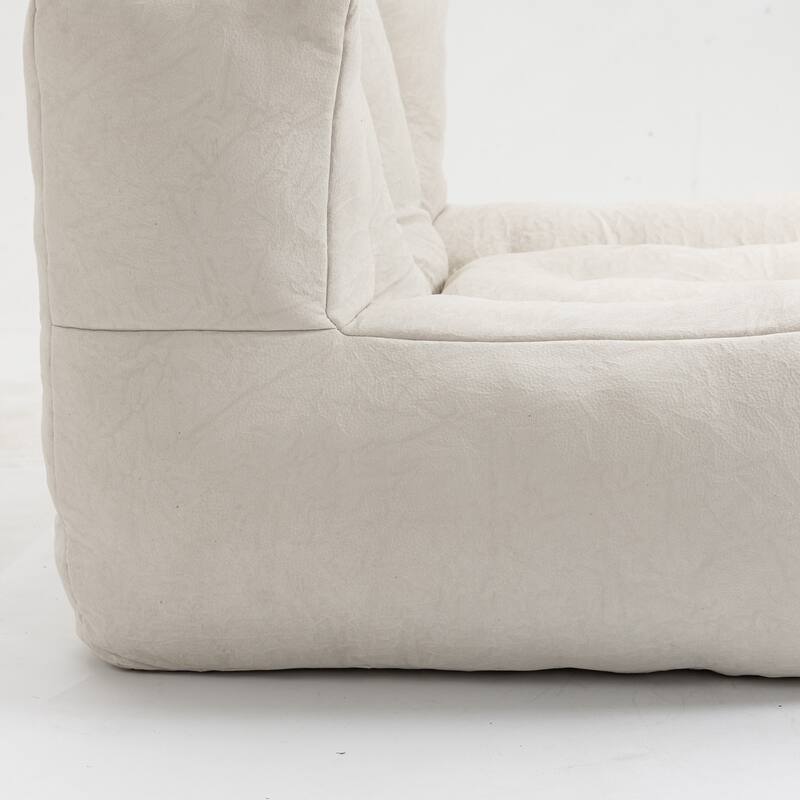 Fluffy Bean Bag Chair with Memory Foam and Ottoman, Super Soft Velvet Bean Bag for Adults & Kids, Comfortable Lazy Sofa