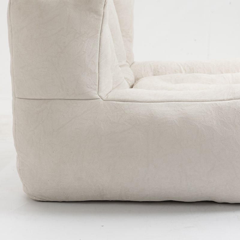 White 38.5" Velvet Accent Chair with Ottoman