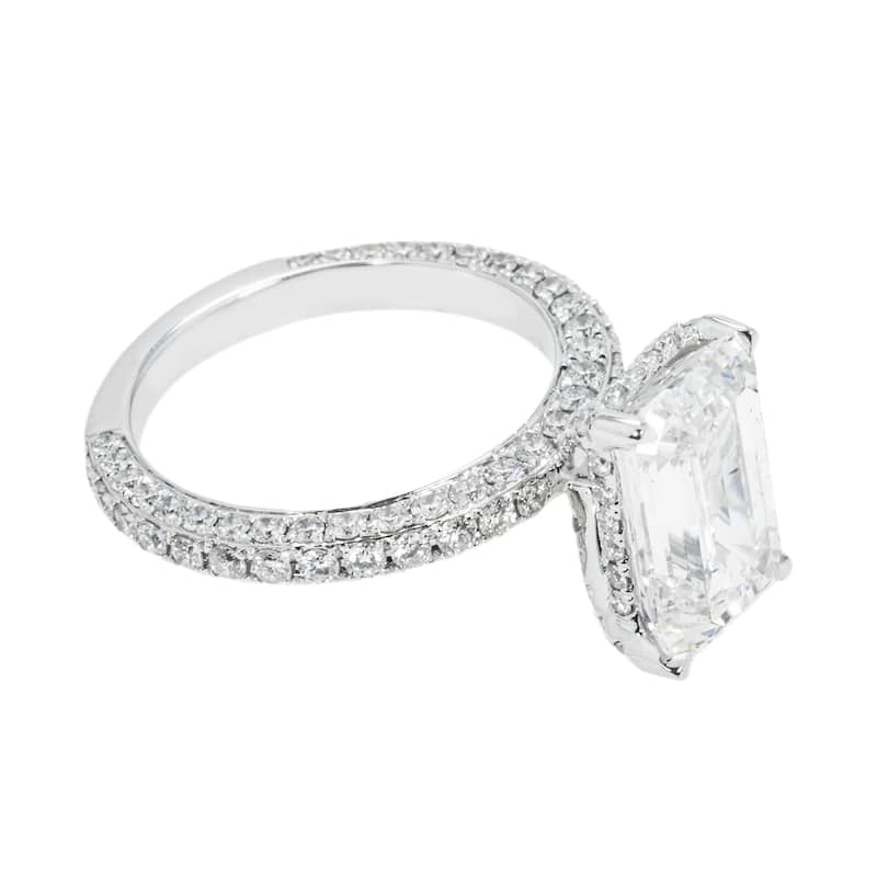 House Of Leon 18K White Gold 5.03ct Emerald Diamond Engagement Ring 6.61ctw GIA