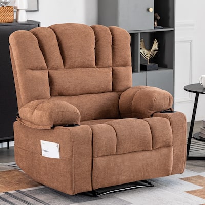 Recliner Chair Sofa with Massage & Heat, Ergonomic Rocking Lounge Chair, Home Theater Recliner with Side Pockets & Cup Holders