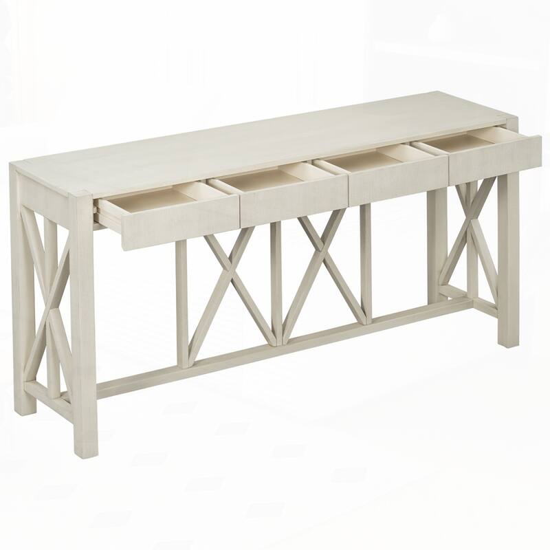 Crisscross Design Entryway Table with Open Bottom Storage