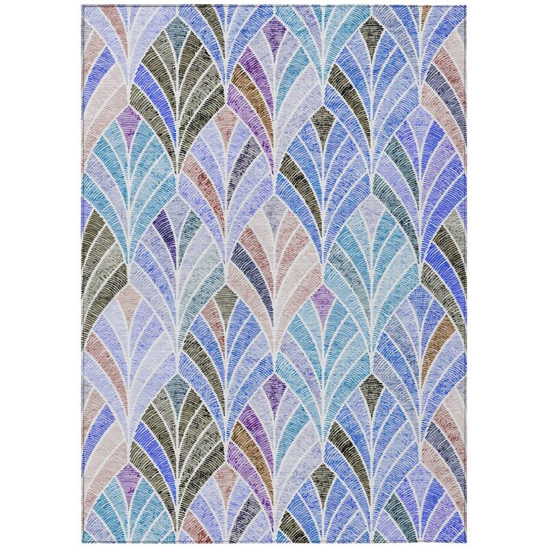 Machine Washable Indoor/ Outdoor Chantille Modern Mosaic Rug
