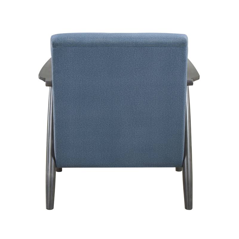 Transitional Blue Velvet Accent Chair with Dark Gray Frame