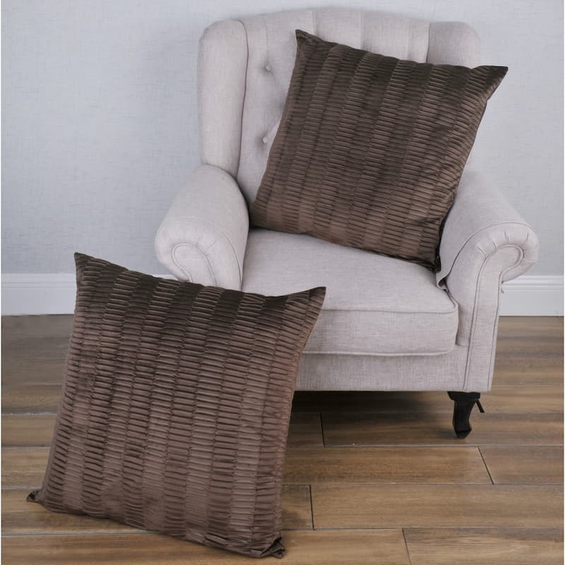 Agnew Pleated Velvet Decorative Throw Pillow Cover Set, NO INSERT - 26" x 26" - Carafe