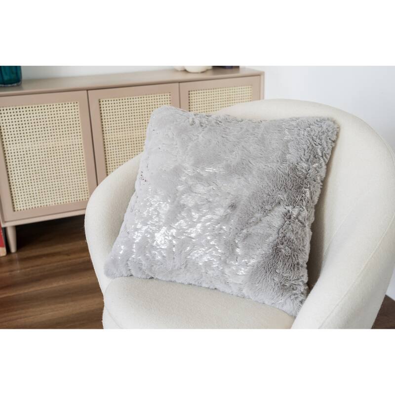 Chryso Collection Faux Fur Pillow with Foil Accents