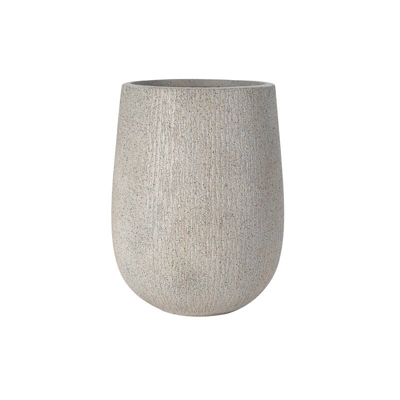 Egg-Shaped Lightweight MGO Outdoor Planter Set of 3,Modern Stone-Look Textured Flower Pots with Drainage Holes and Rubber Plug