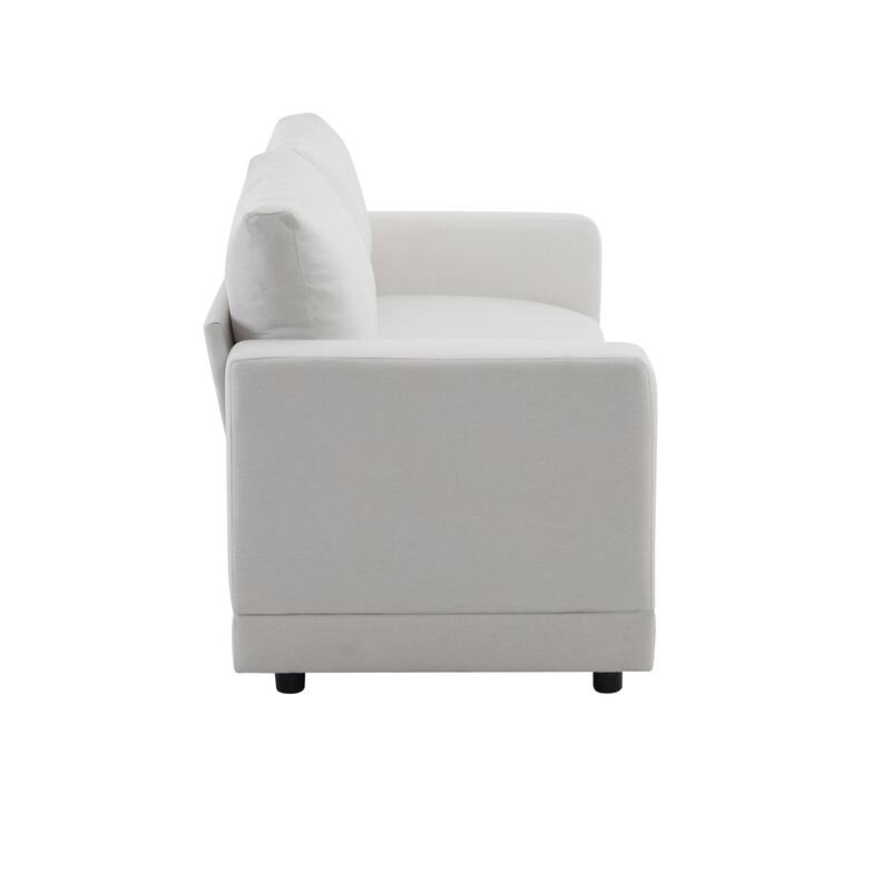 Roomfitters 81" Modern Square Arm Sofa with Soft Fabric Upholstery, Deep Cushions and Sturdy Wooden Legs for Living Room