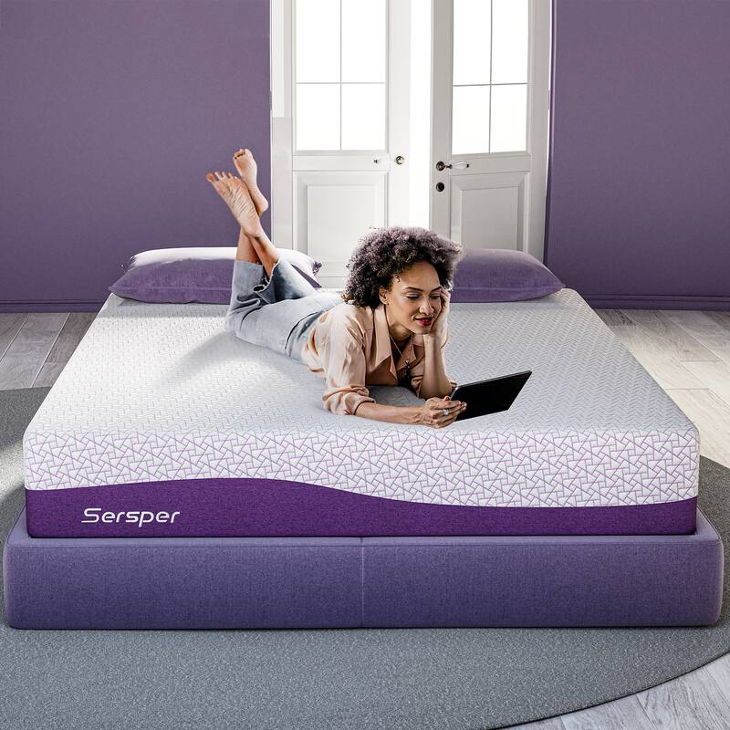 Sersper 14 Inch Bamboo Charcoal Gel Memory Foam Mattress,Suitable for Adjustable bed