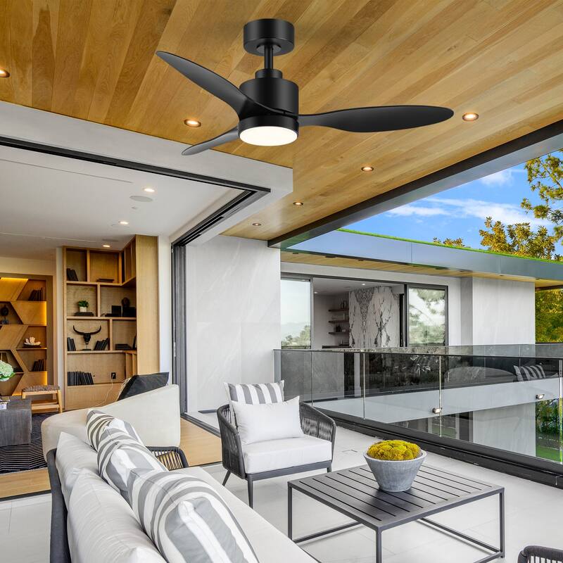 52"/42" Black/Gold LED Ceiling Fan with Lights Remote(3-Blade)