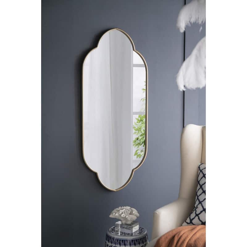 22.4" x 1" x 48" Champagne Gold Decorative Wall Mirror with Notched Edges