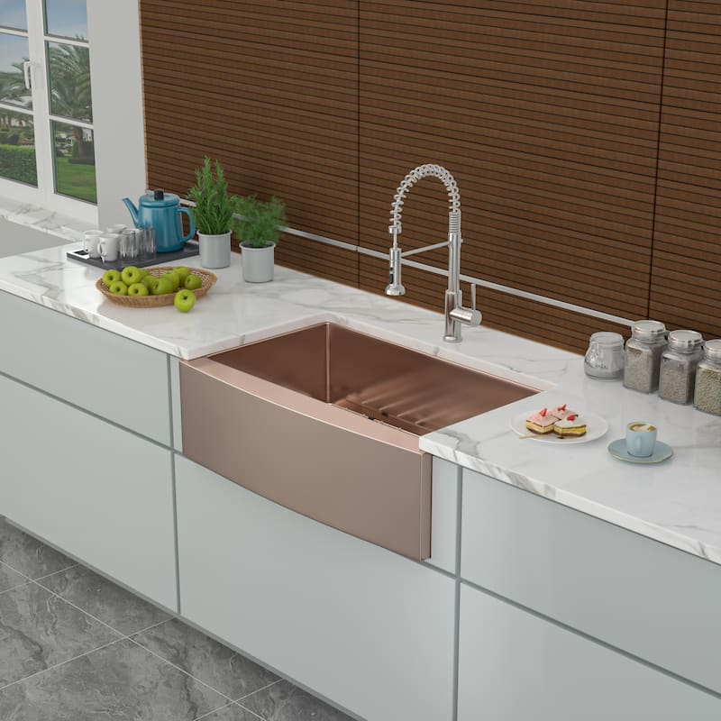30 Inch Rose Gold Stainless Steel 16 gauge Kitchen Sink - 30 x 21