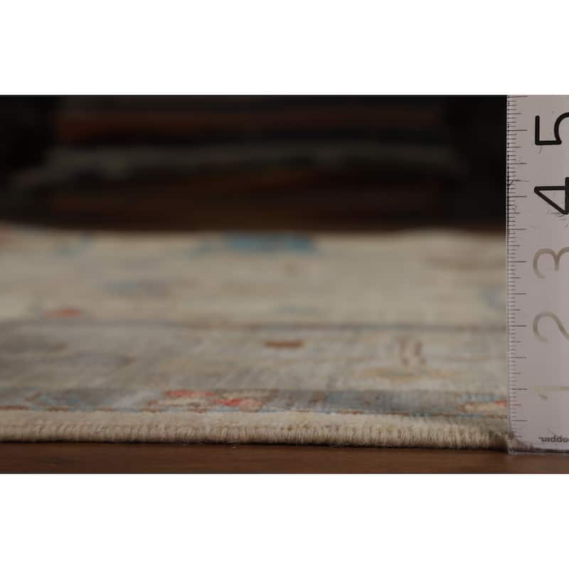 Hand Knotted Oriental 100% Wool Carpet Transitional All-Over Beige & Ivories Oushak Area Rug - 9' 11'' X 8' 2''