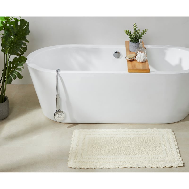 Better Trends Bath Rugs Set 100% Cotton Soft & Water Absorbent Tufted Bathroom Rug for Shower, Sink Bath Mats Lilly Crochet