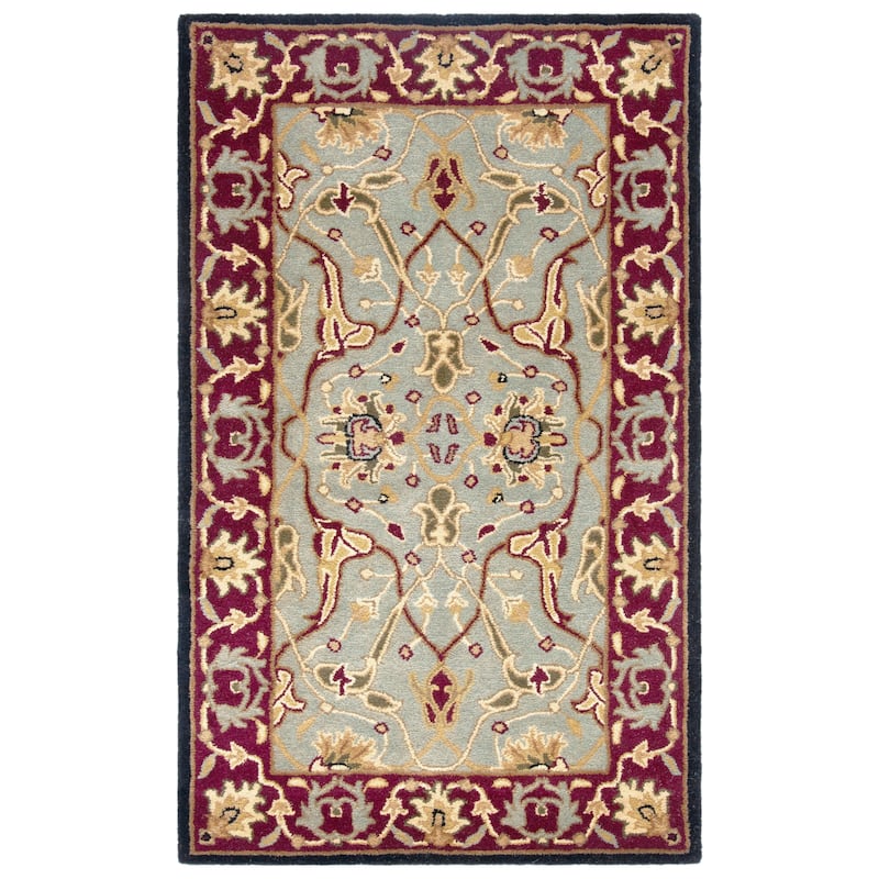 SAFAVIEH Handmade Heritage Gracious Garden Traditional Oriental Wool Rug - 3' x 5' - Light Blue/Red