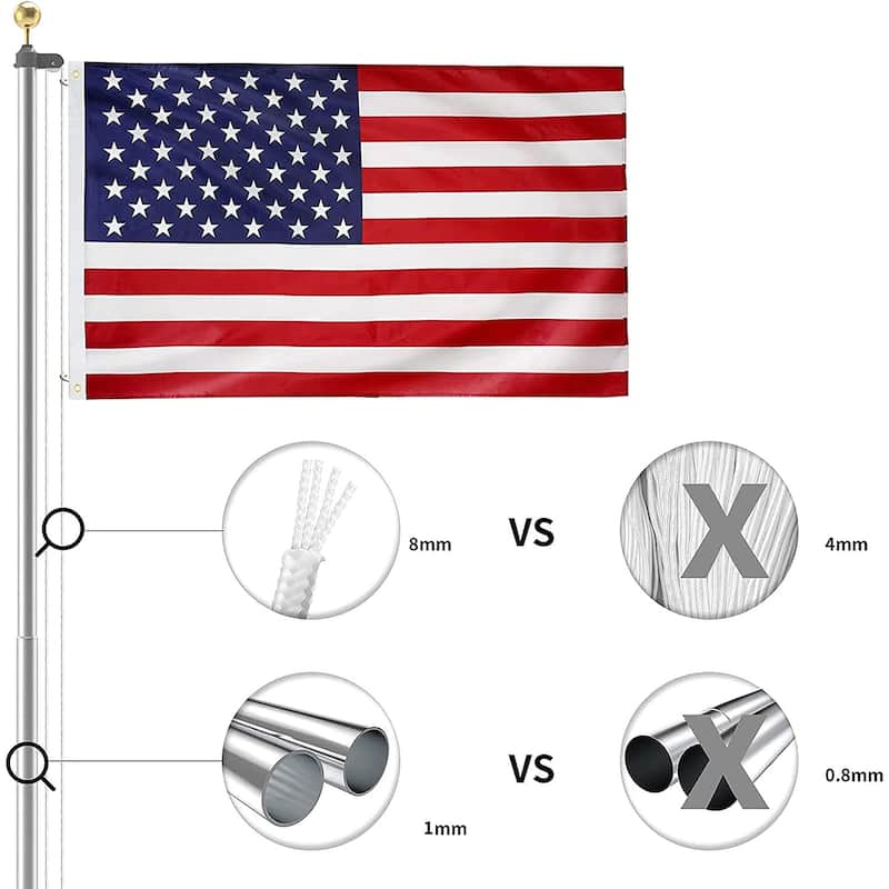 GDFStudio - Arden Flagpole Aluminum Telescopic Freestanding 20FT
