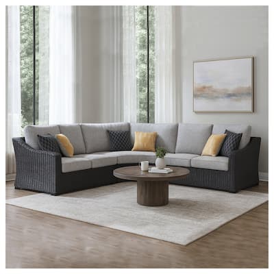 Signature Design by Ashley Beachcroft Black/Gray 3-Piece Outdoor Sectional - 145" W x 145" D x 35" H