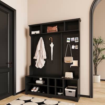 Hall Tree with Shoe Bench