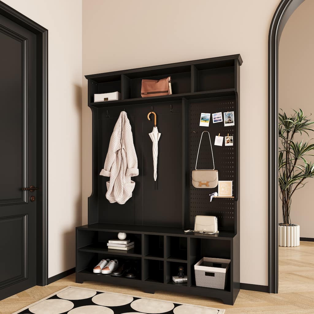 Hall Tree with Shoe Bench