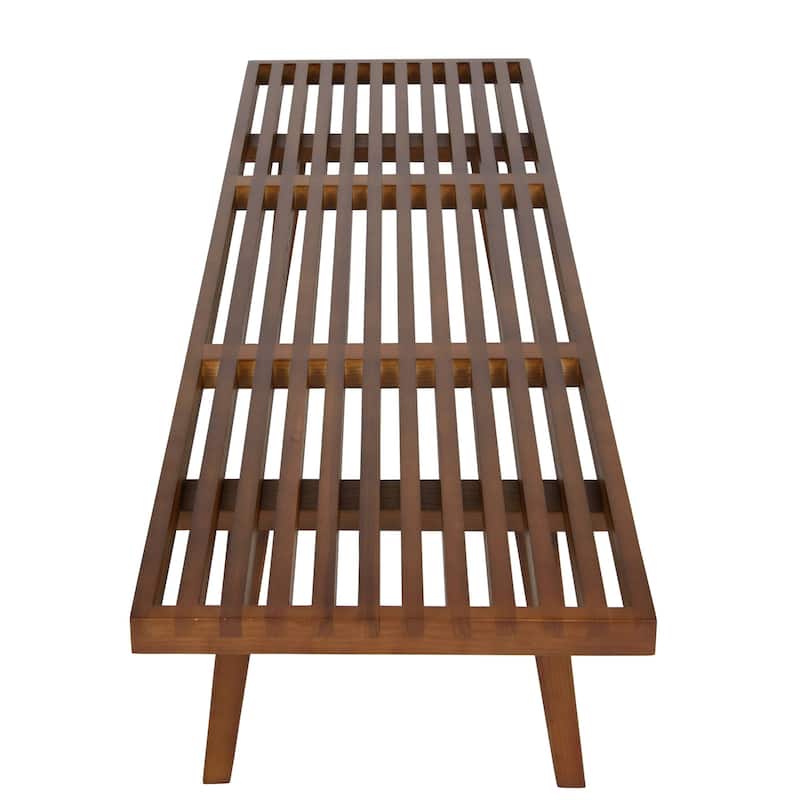 Inwood Solid Wood Entryway Bench with Slatted Seat, Rubberwood Frame, Beech Legs, Indoor Shoe Rack & Storage, Stained Finish