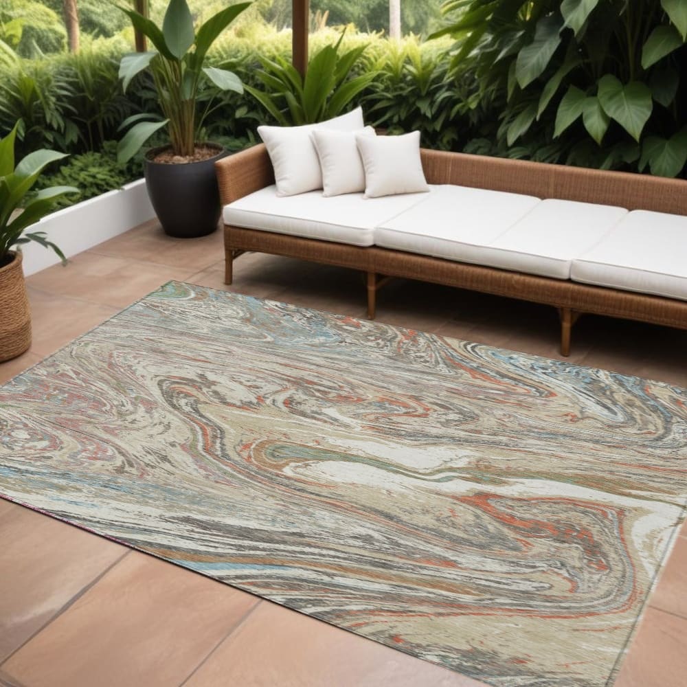 HomeRoots Abstract Transitional Rectangle Outdoor Rug
