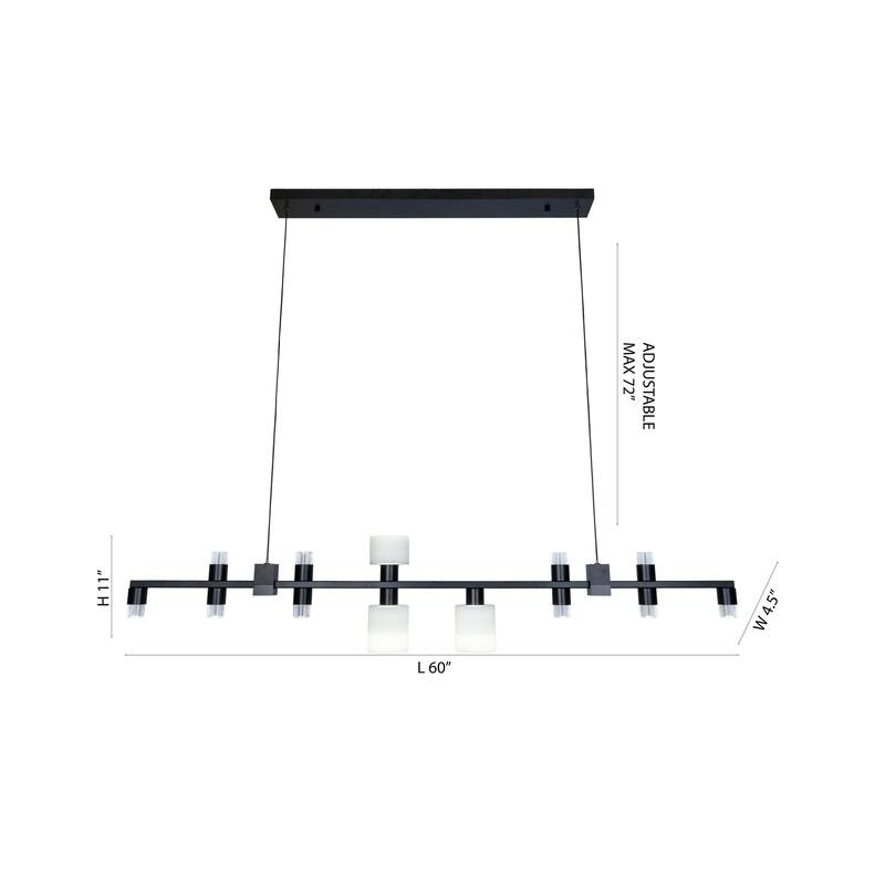 13-Light Black LED Chandelier With Glass Shades