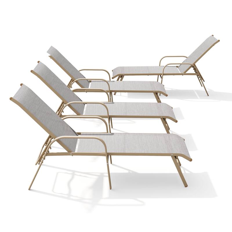 4PCS Outdoor Chaise Lounges Chair Aluminum with Adjustable Backrest