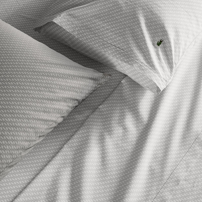 Lacoste Mini Geo Logo Percale Cotton 4-Piece Sheet Set