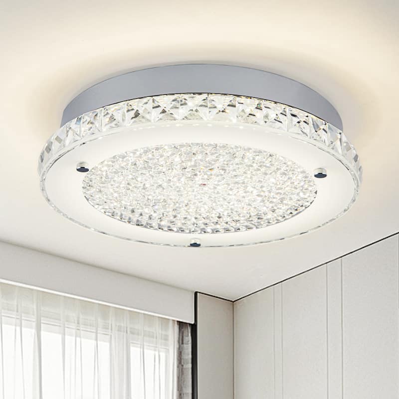 Crystal Ceiling Light LED Flush Mount Ceiling Light Dimmable Flush Mount Crystal Chandelier