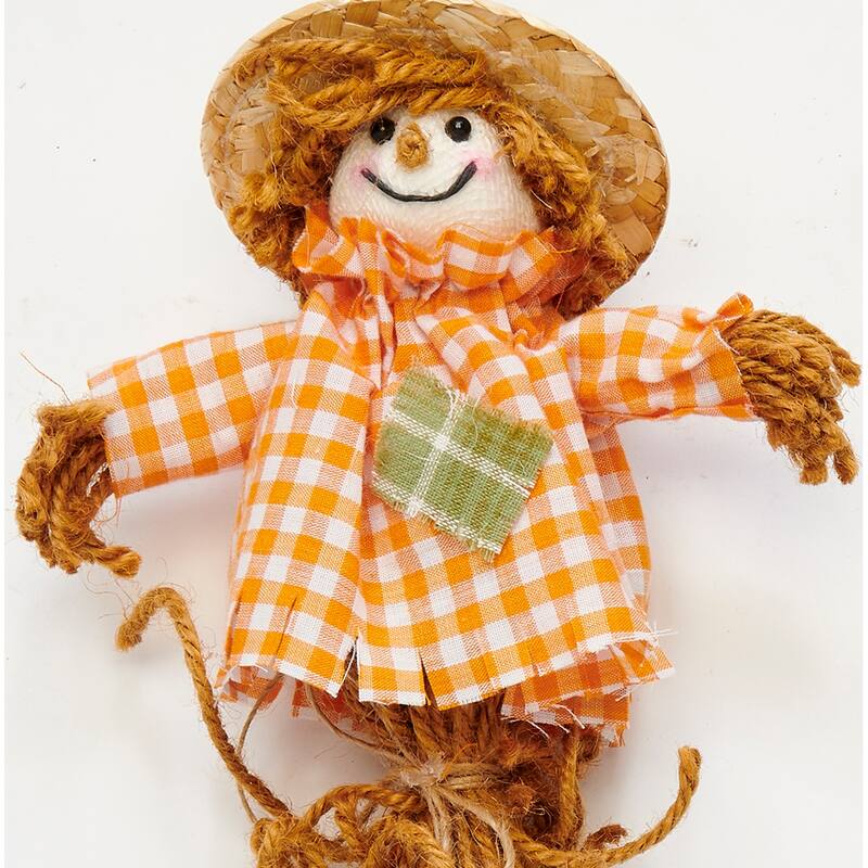6" Harvest Scarecrow on a 9.5" Wooden Pick, Set of 3
