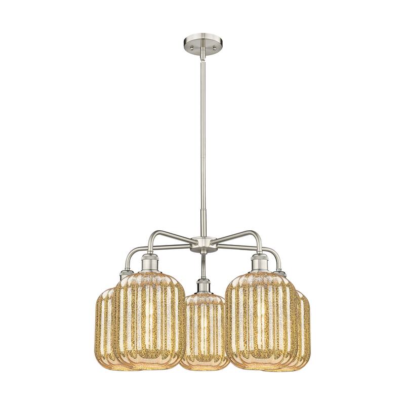 Innovations Lighting Endless Possibilities Ballston - Preston - 5 Light 25" Jar Shade Stem Hung Chandelier - Mercury/Satin Nickel