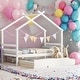 preview thumbnail 14 of 36, Kids and Baby Twin Size House-shaped Platform Bed with Pull-out Trundle White