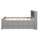 preview thumbnail 14 of 14, Full Size Platform Bed with USB Storage Headboard, Twin Trundle and 3 Drawers, Solid Wood Frame