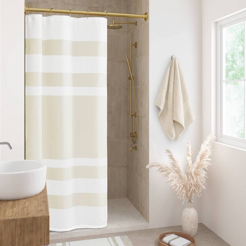Madison Park Spa Waffle Shower Curtain with 3M Treatment