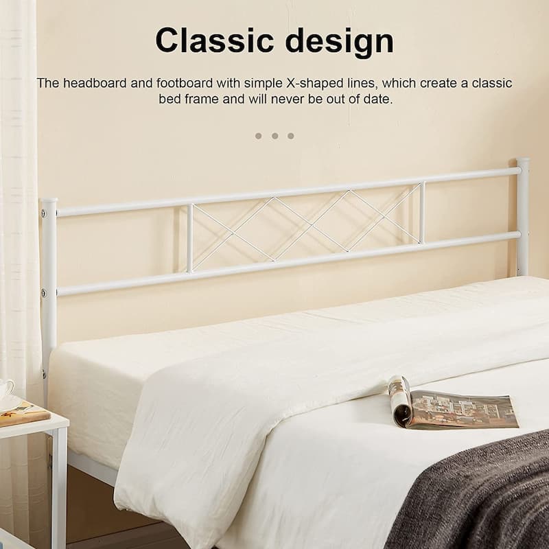 Javlergo Modern Metal Platform Bed Frame with Headboard, No Box Spring Needed, Easy Assembly