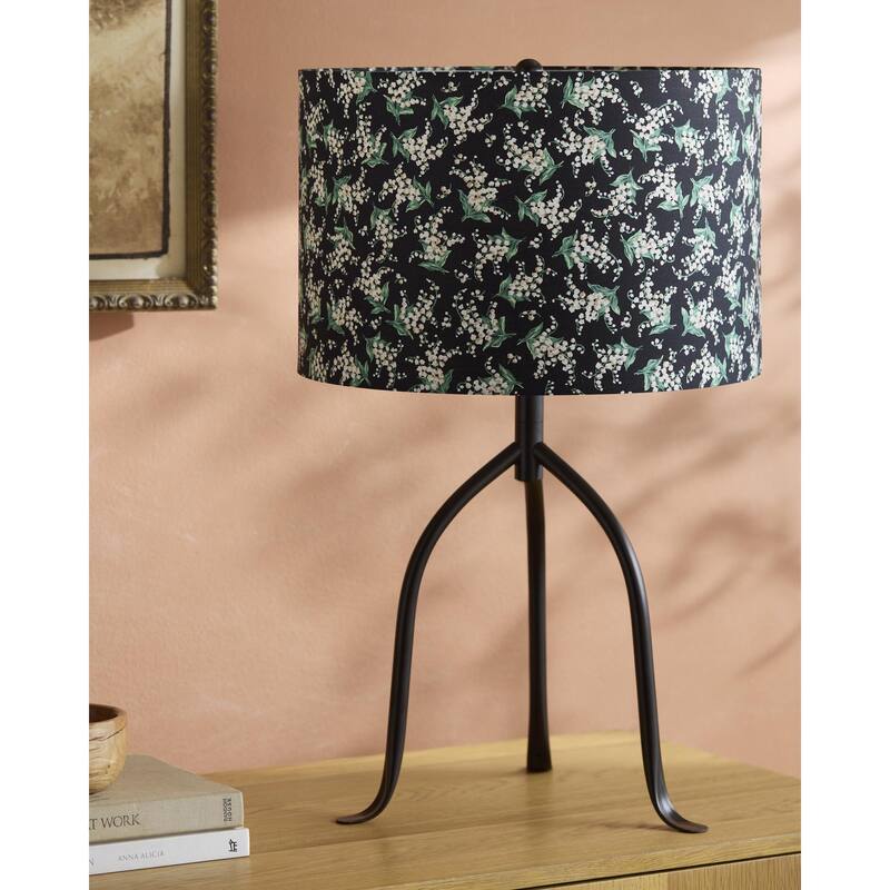 Livabliss Floriva Traditional Accent Table Lamp - 25"H x 15"W x 15"D - Black